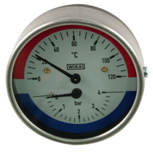Hydrotermometer 0-4 bar, 20-120°C